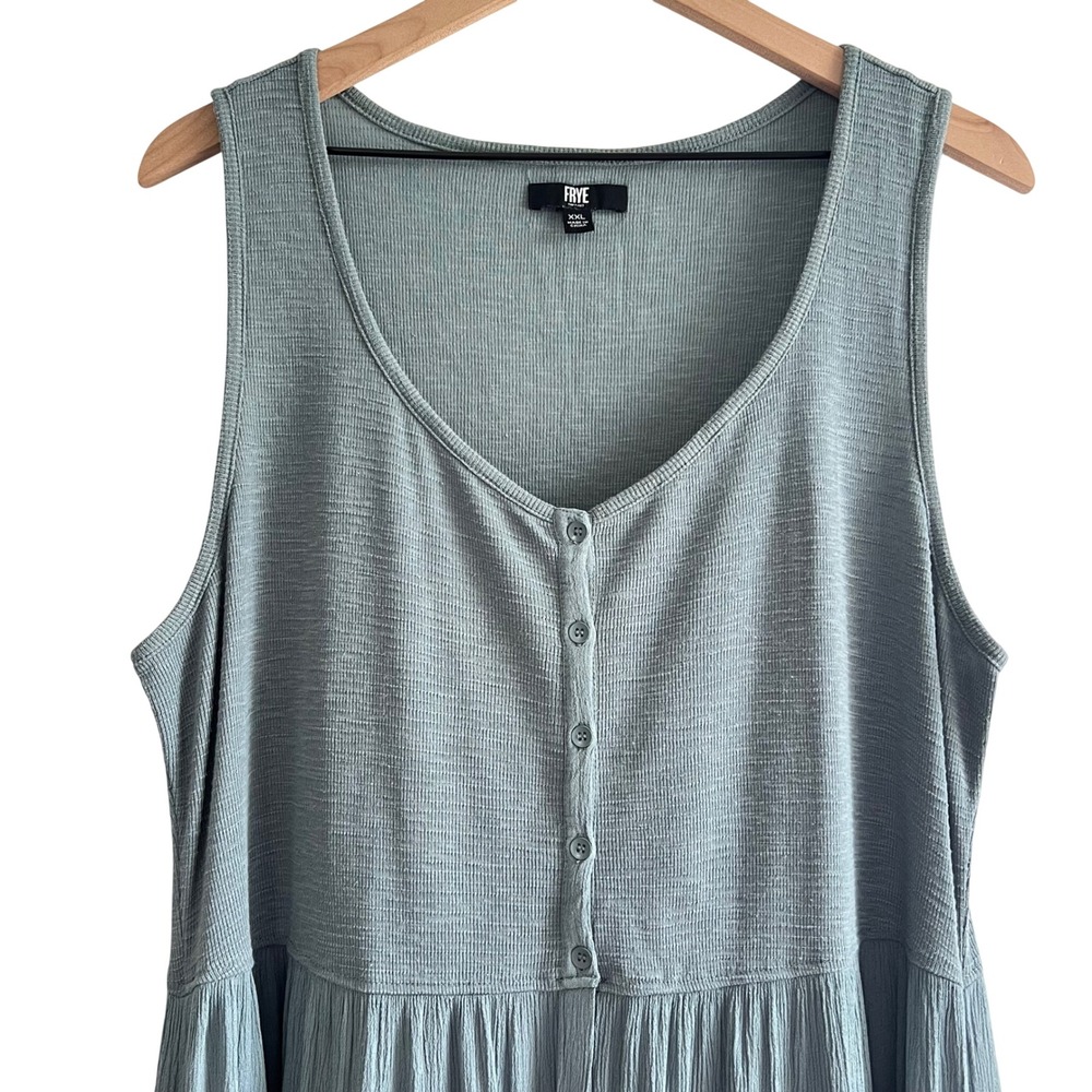 Frye Button Front Midi Dress Women's XXL Mixed Media Flowy Pockets Cottagecore - Picture 3 of 12